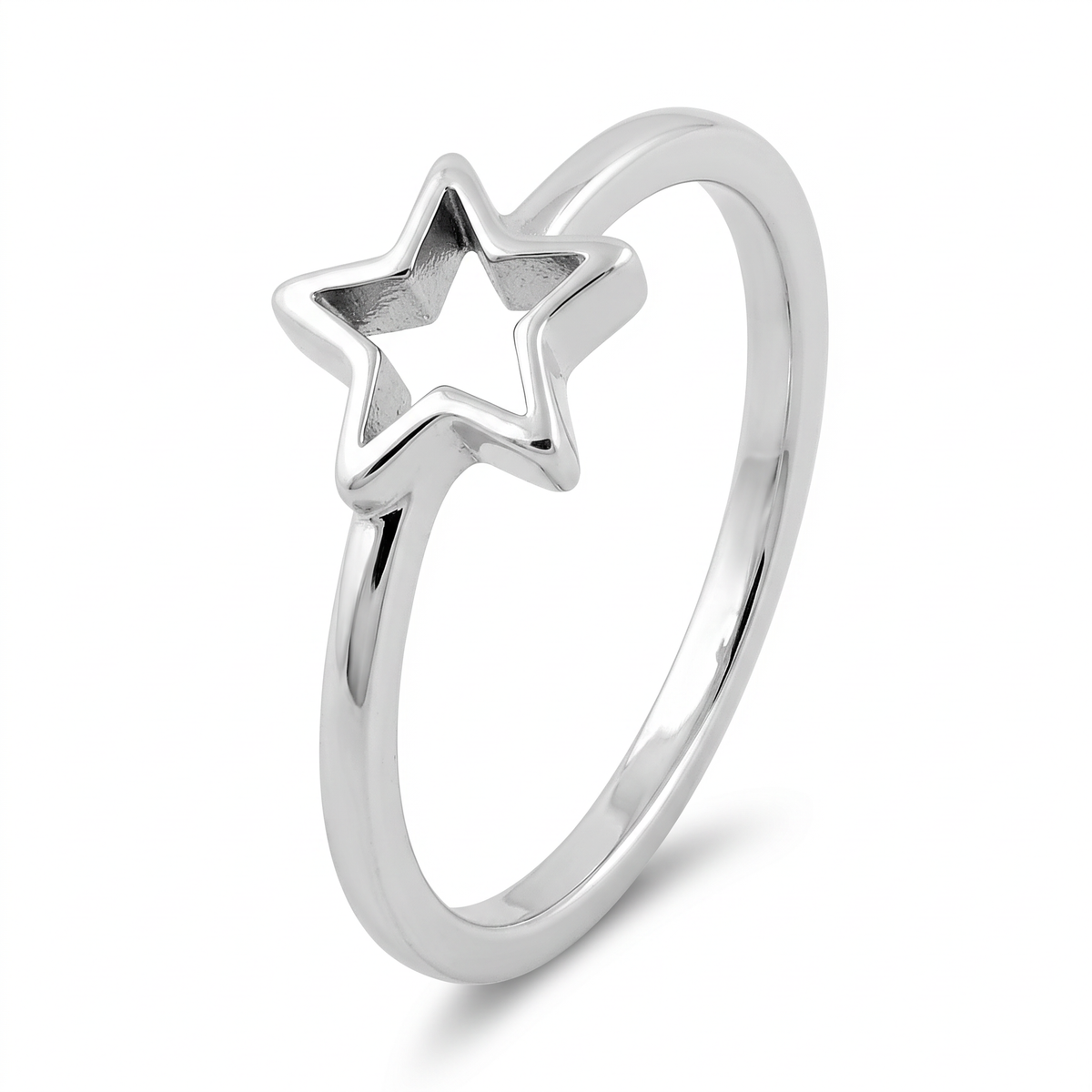 Sterling Silver Open Star Stacking Ring for Women