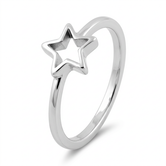 Sterling Silver Open Star Stacking Ring for Women