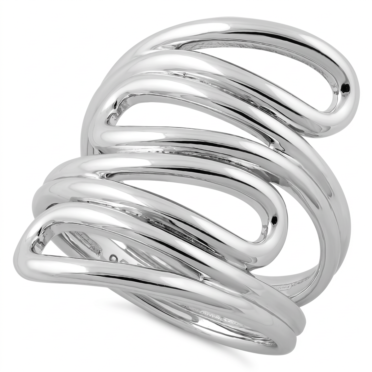 Sterling Silver 10mm Wide Abstract Swirl Statement Ring for Women