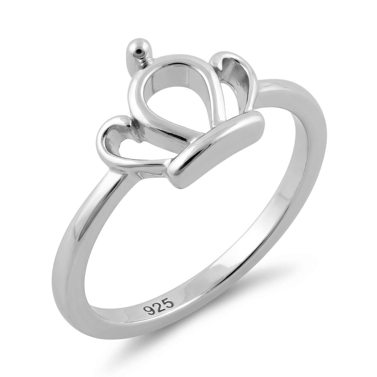 Sterling Silver Princess Crown Heart Promise Ring for Women