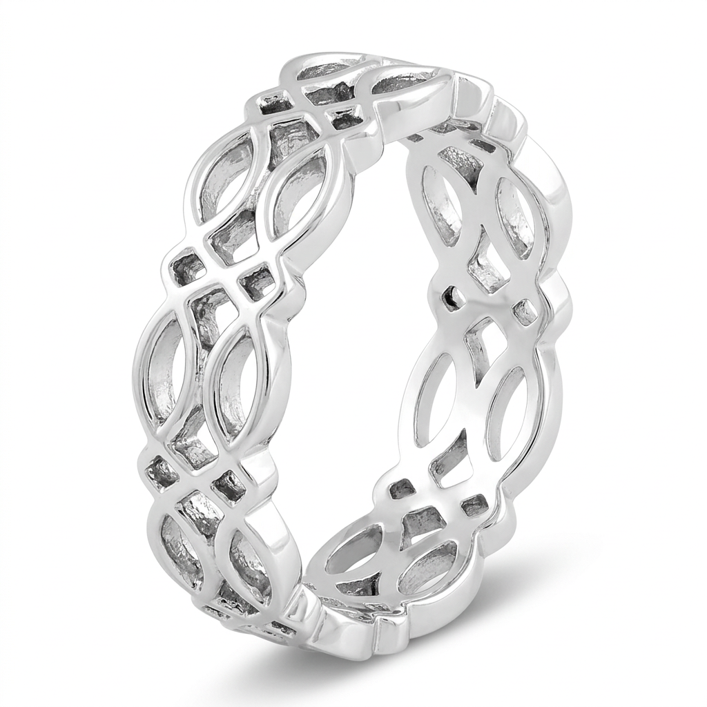 Sterling Silver 5.8mm Celtic Knot Eternity Band Ring for Women
