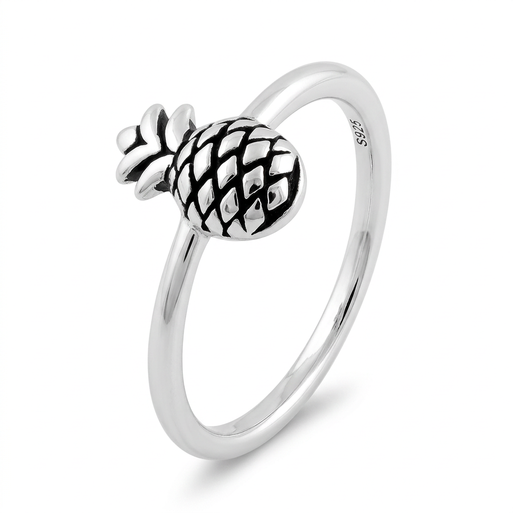 Sterling Silver 1.7mm Pineapple Stacking Ring for Women