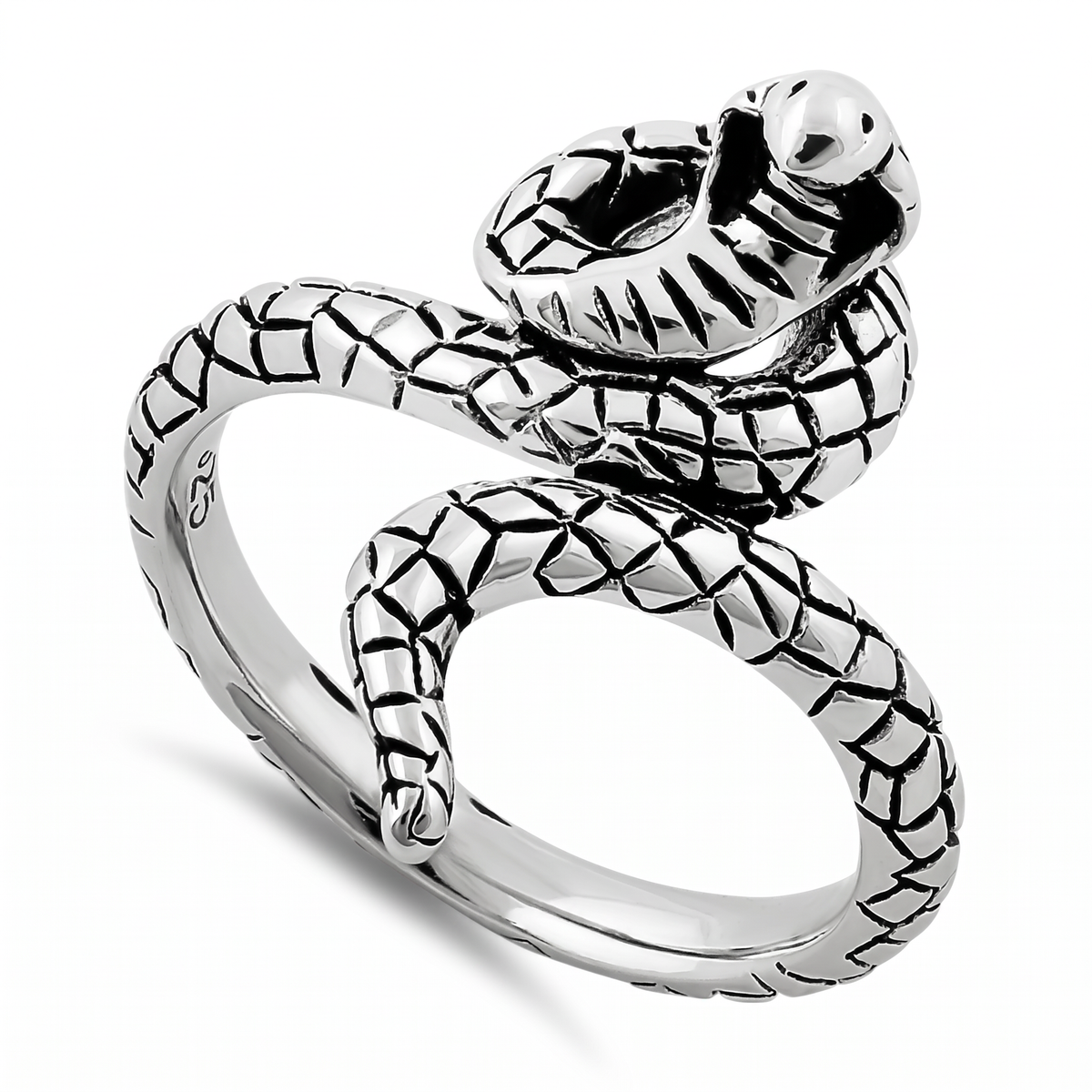 Sterling Silver Oxidized Cobra Snake Wrap Ring, Unisex