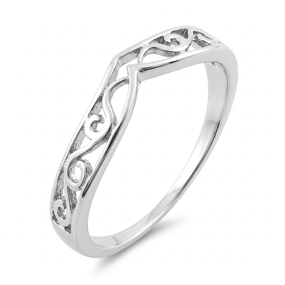 Sterling Silver Filigree Chevron V Shape Thumb Ring for Women