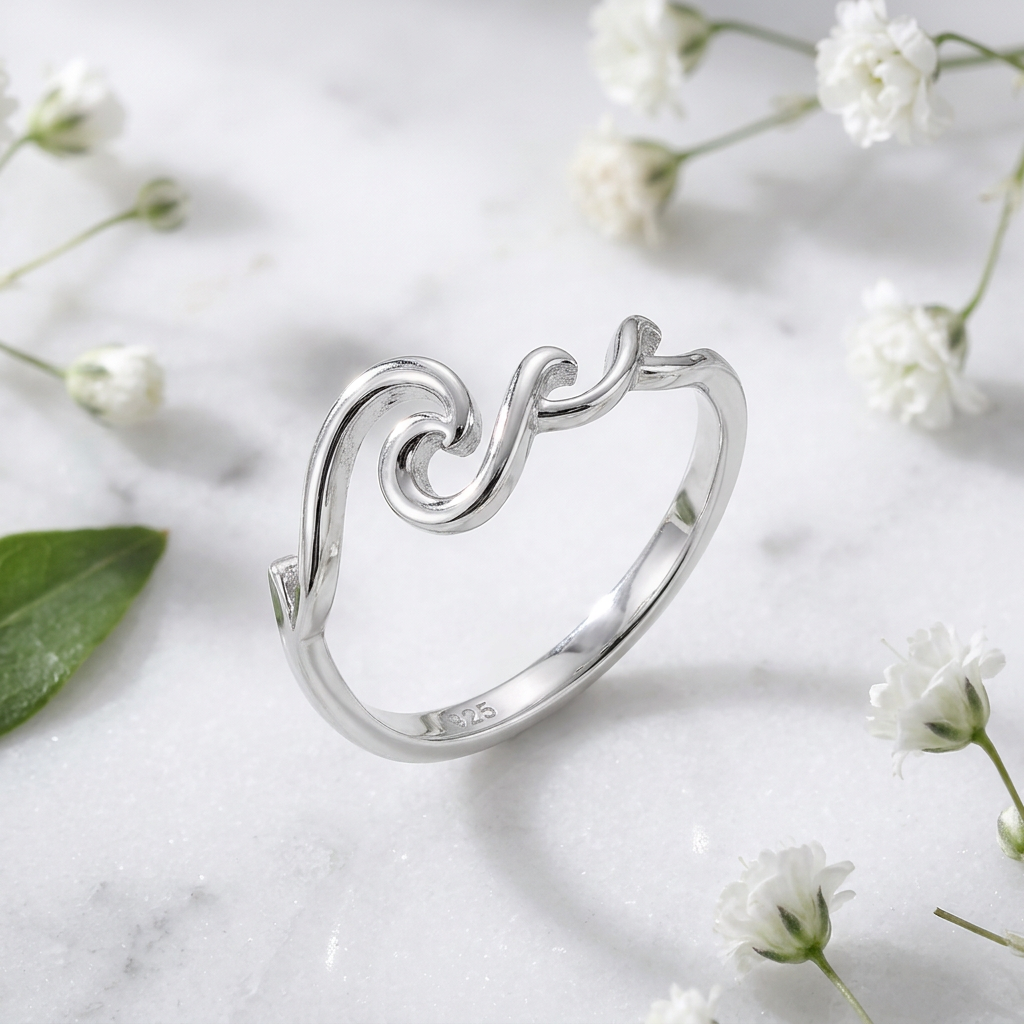 Sterling Silver 1.9mm Rolling Waves Stacking Ring for Women life1