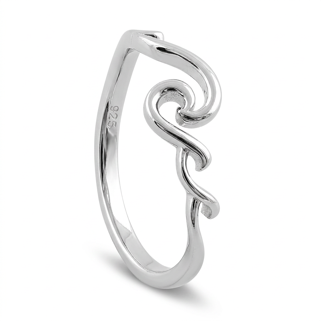 Sterling Silver 1.9mm Rolling Waves Stacking Ring for Women