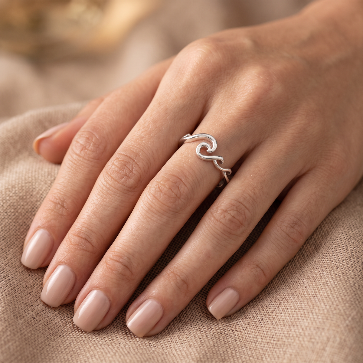 Sterling Silver 1.9mm Rolling Waves Stacking Ring for Women model