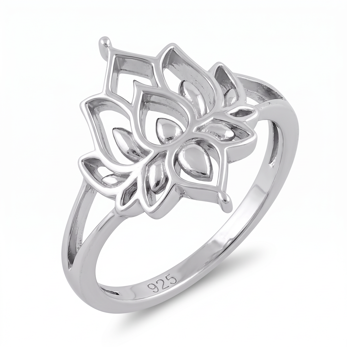 Sterling Silver Open Lotus Flower Ring for Women