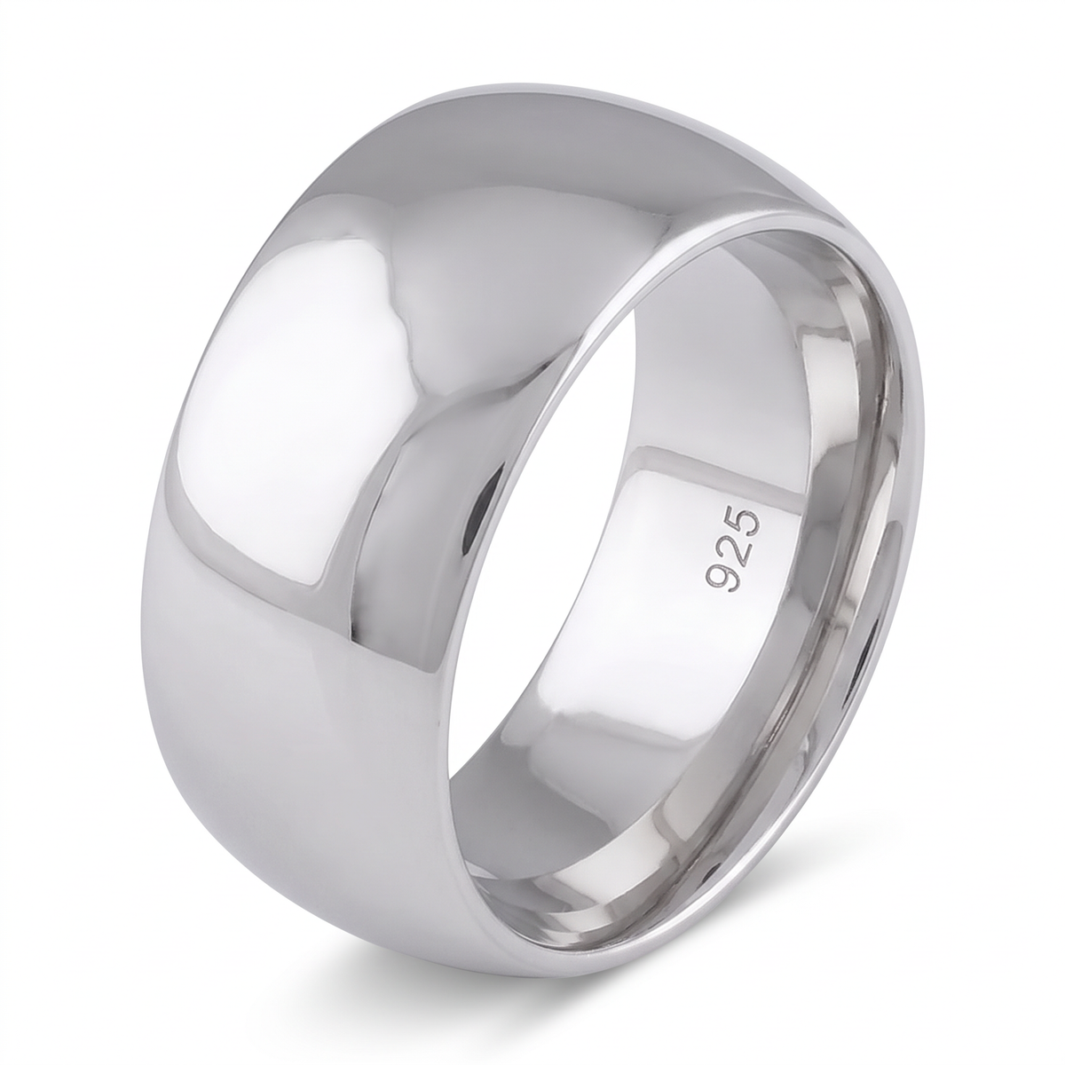 Sterling Silver 10mm Bold Dome Wedding Band Ring, Unisex