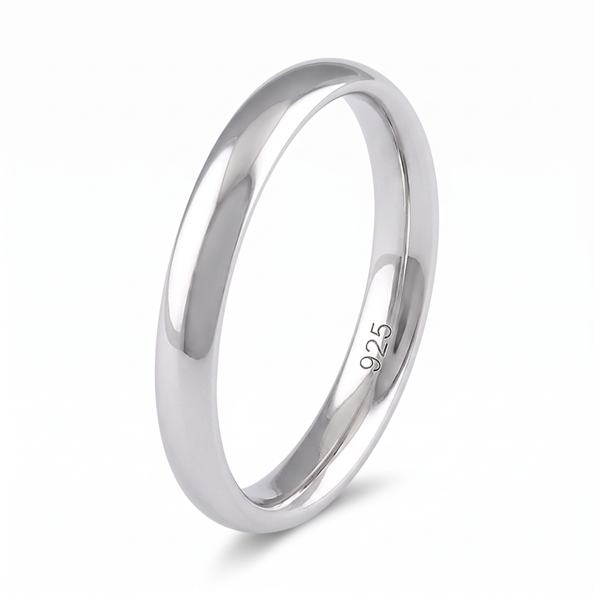 Sterling Silver 2.5mm Classic Dome Comfort Fit Wedding Band Ring, Unisex