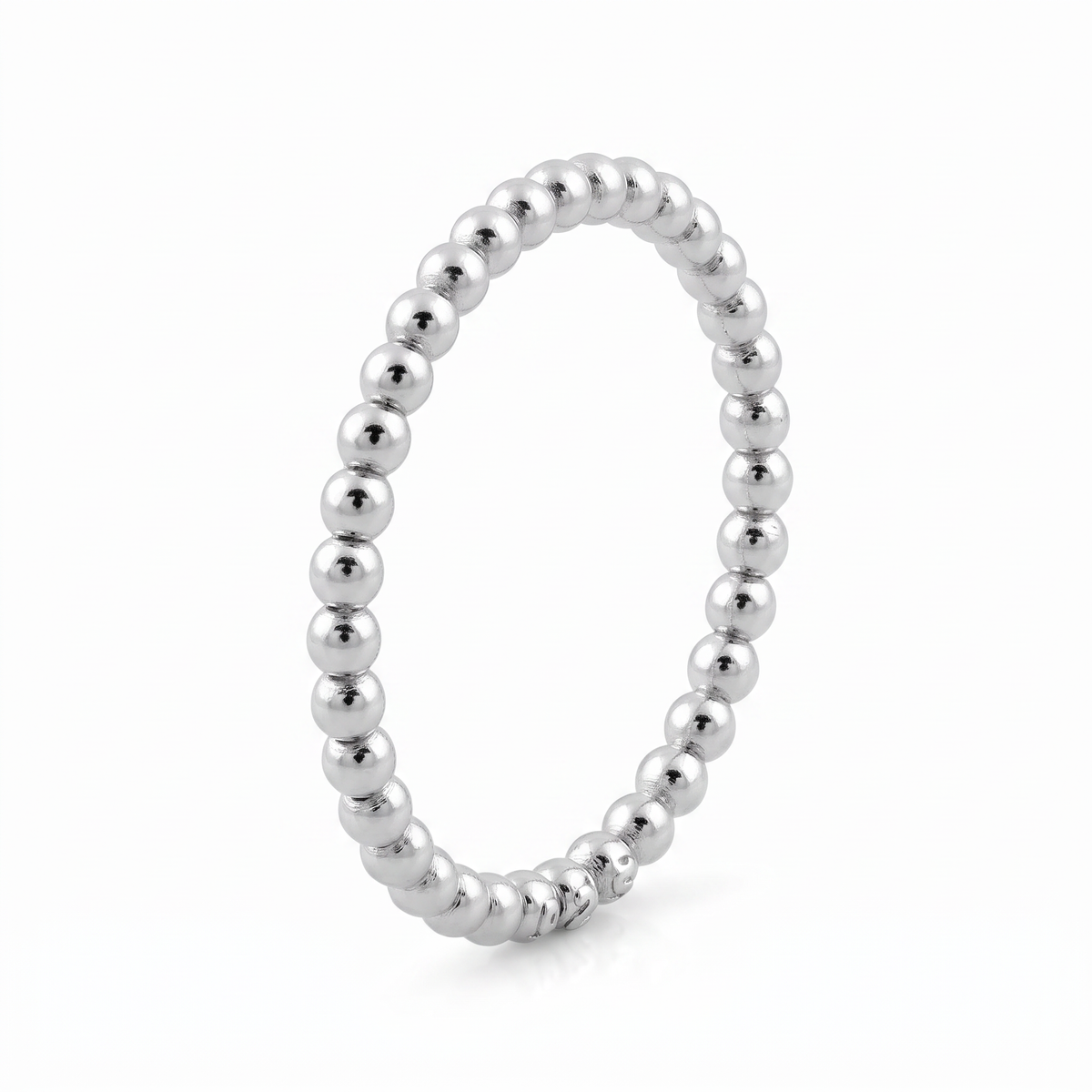 Sterling Silver 1.5mm Beaded Stacking Ring for Women