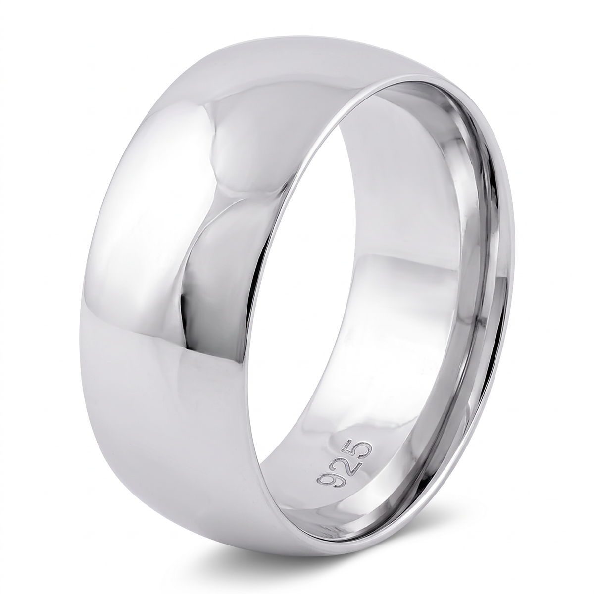 Sterling Silver 8mm Plain Dome Wedding Band Ring, Unisex