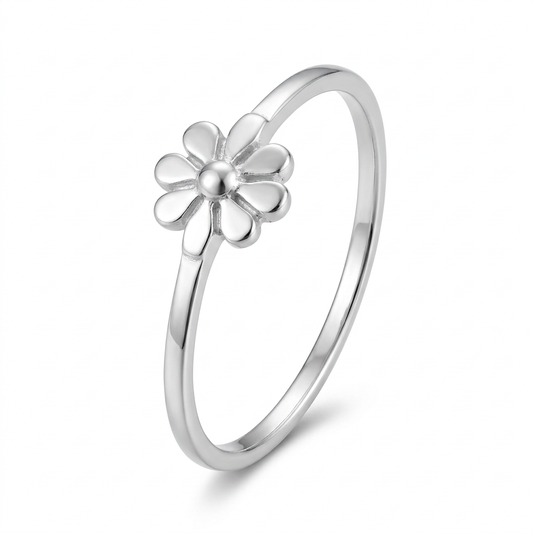 Sterling Silver Dainty Daisy Flower Ring for Women