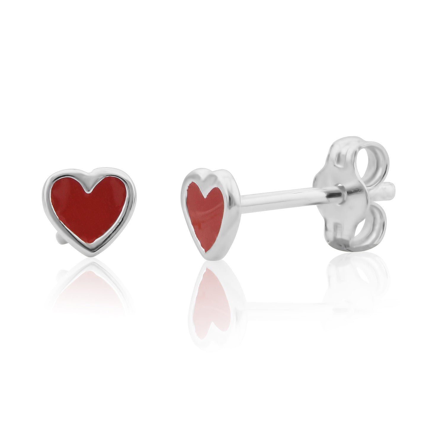 Sterling Silver Ladies Tiny Red Heart Stud Earrings Perfect for 2nd Pricing