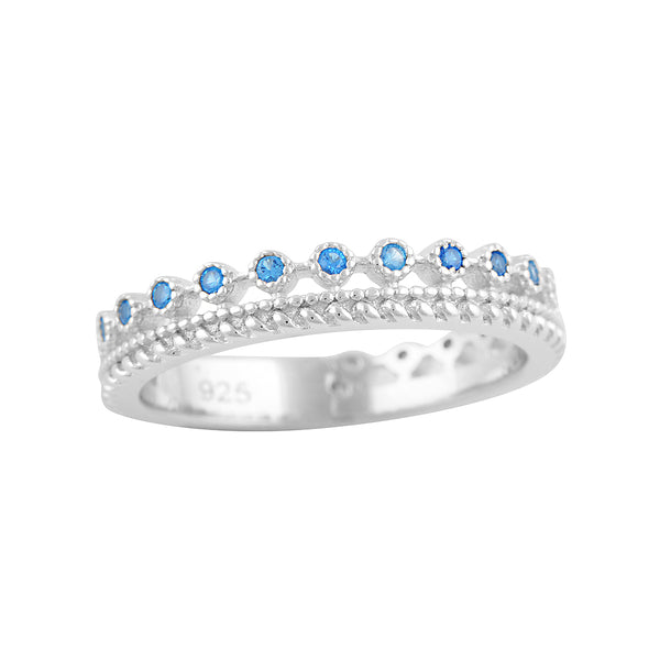 Sterling Silver Double Row Cz Eternity Ring
