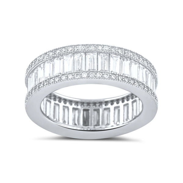Sterling Silver Simulated Diamond Baguette Eternity Ring