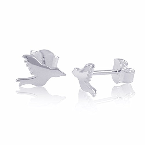 Sterling Silver Girls Dainty Dove Stud Earrings