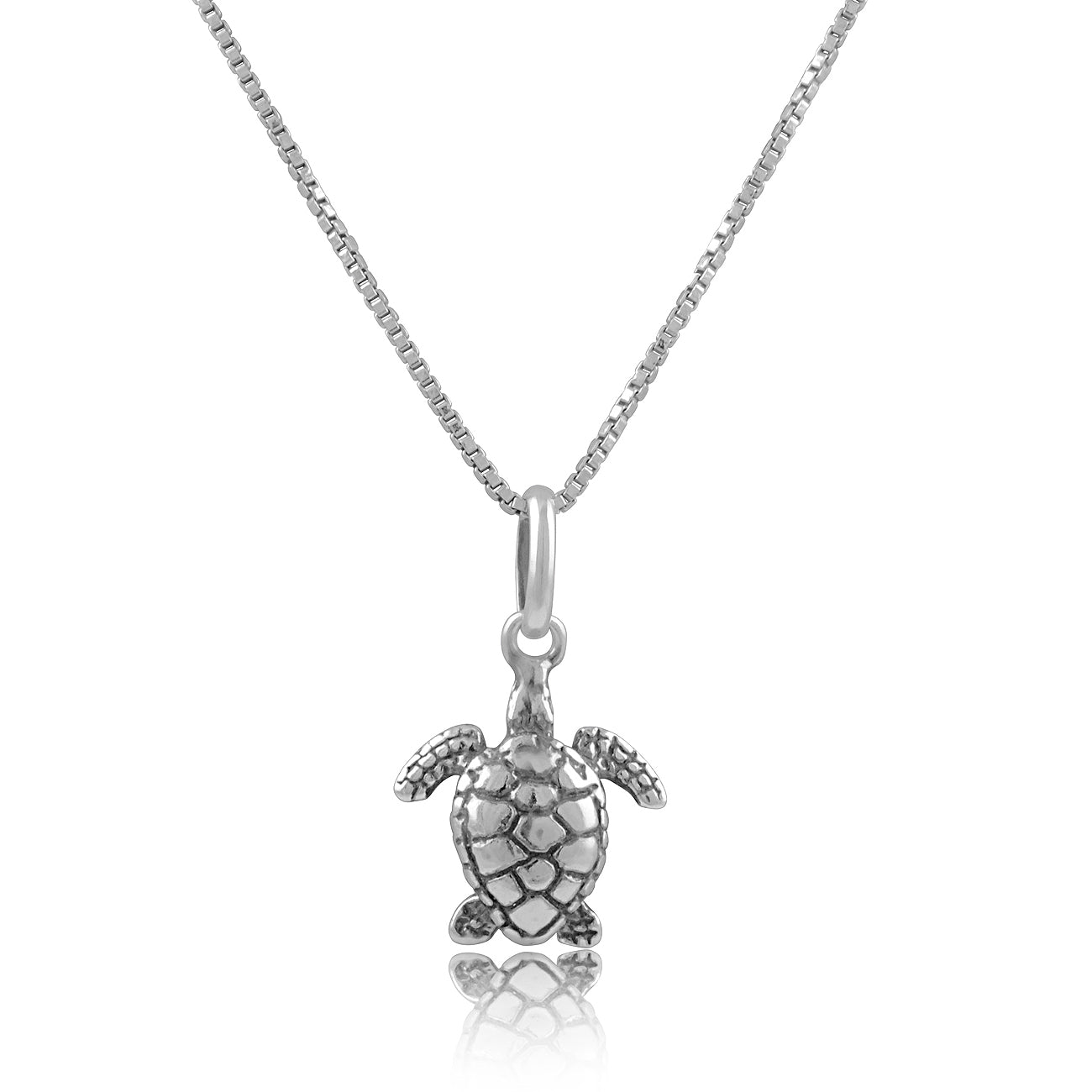 Sterling Silver Girls Small Kemps Sea Turtle Charm Necklace