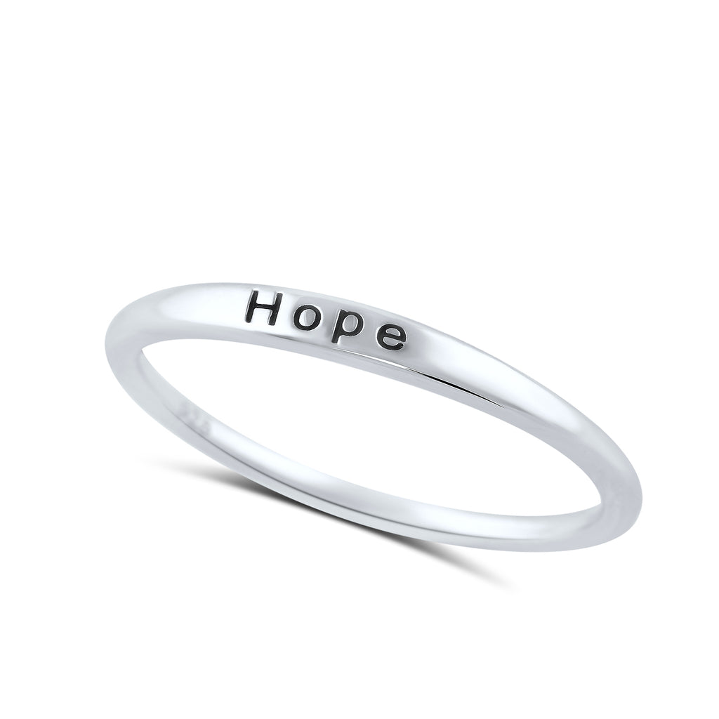 Sterling Silver Thin Stackable Hope Ring