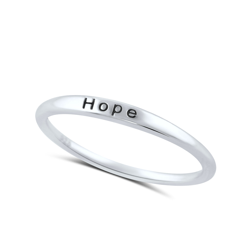Sterling Silver Thin Stackable Hope Ring – SilverCloseOut