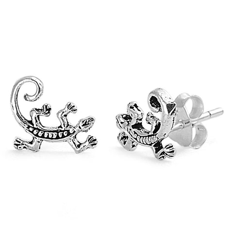 Lizard Stud Earrings Sterling Silver - 8mm