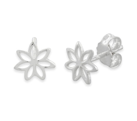Celtic Flower Stud Earrings Sterling Silver - 8mm