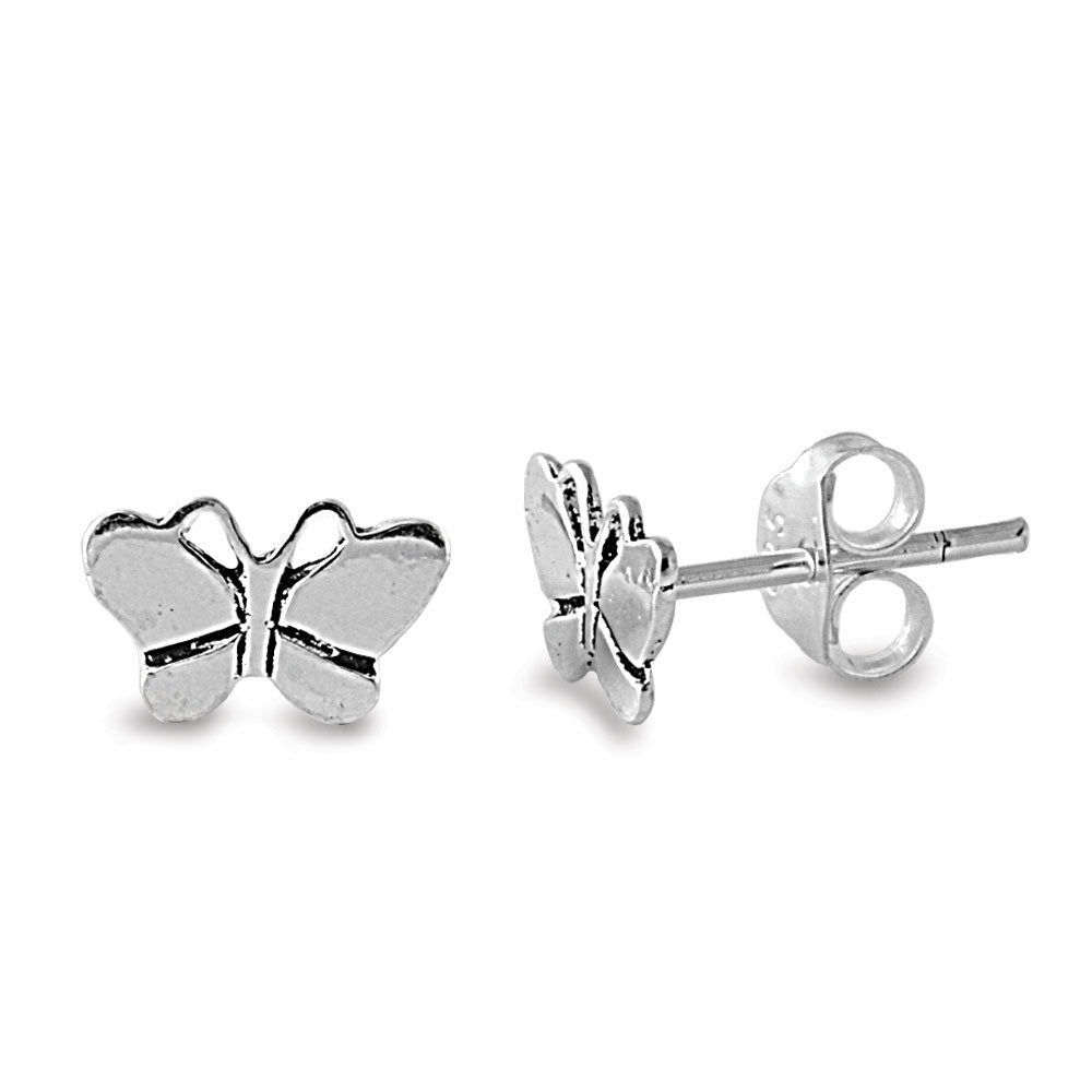 Sterling Silver Small Butterfly Stud Earrings - 5mm