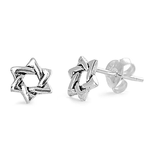 Star of David (jewish Star) Stud Earrings Sterling Silver - 7mm