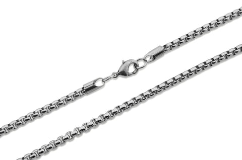 Stainless Steel Unisex 3.5mm Round Box Chain Necklace (16 to 30 Inches)