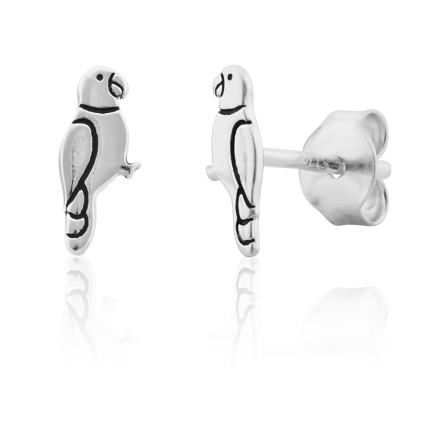 Sterling Silver GIrls Dainty Bird Parrot Stud Earrings 8mm