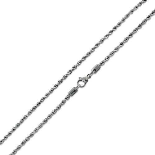 Hypoallergenic Stainless Steel Rope Chain Necklace - 2.4mm Thickness (Available in 16" - 36" Lengths)