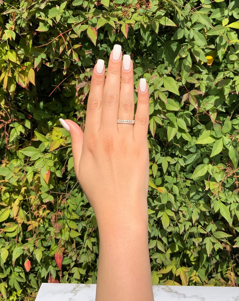 White Gold Over Sterling Silver Women's Thin Double Row Cz Eternity Band