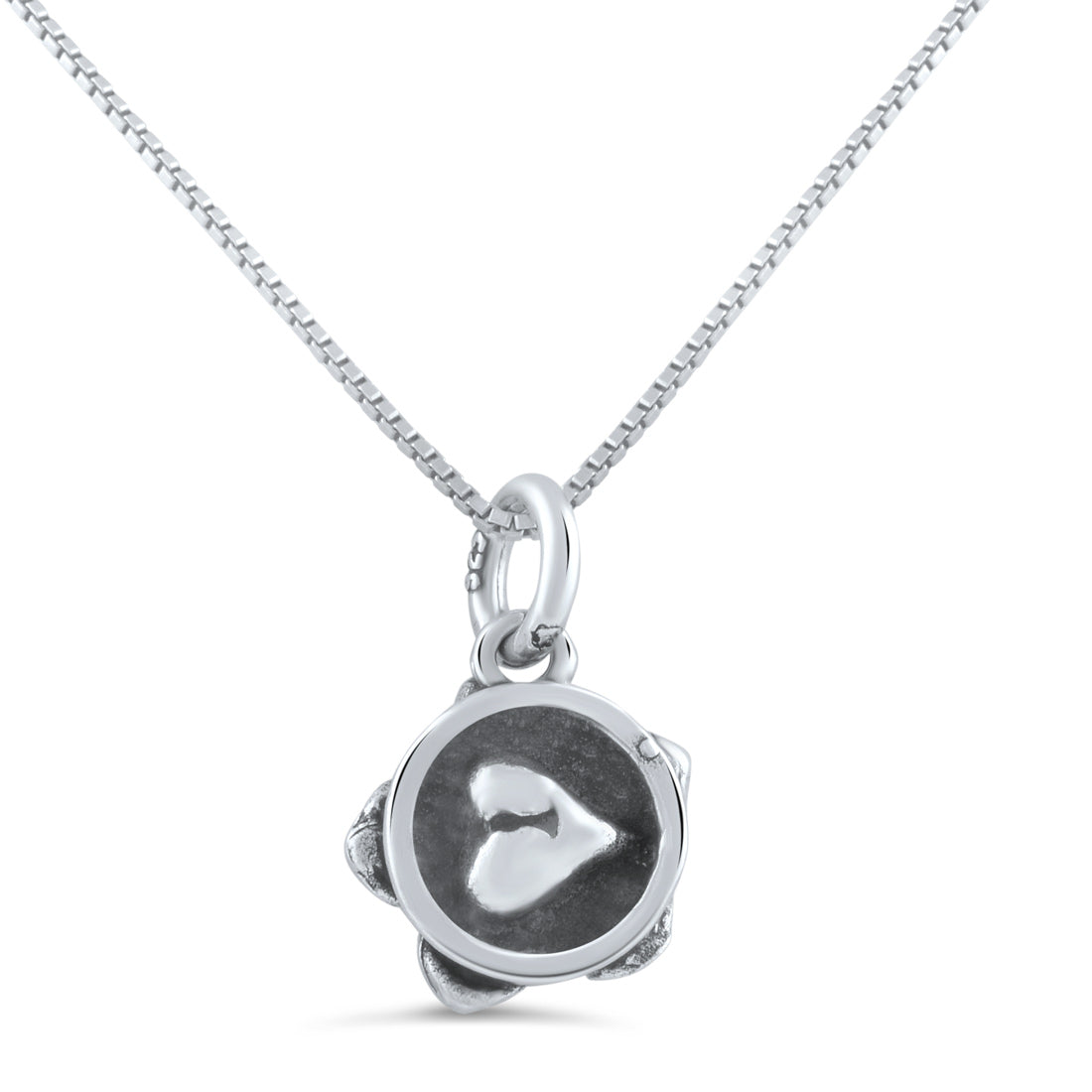 Sterling Silver Double Sided Rose Flower Necklace (18" chain included)