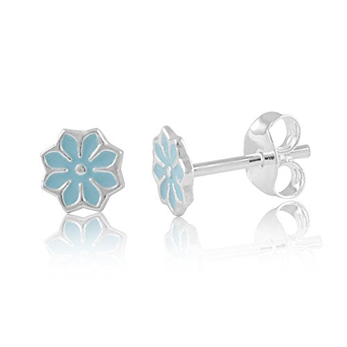Sterling Silver Small Blue Lotus Flower Stud Earrings