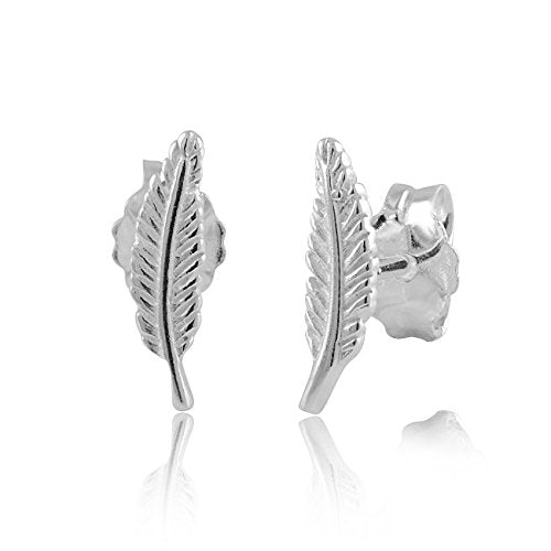 Sterling Silver Girls Dainty Feather Stud Earrings - Second stud earrings