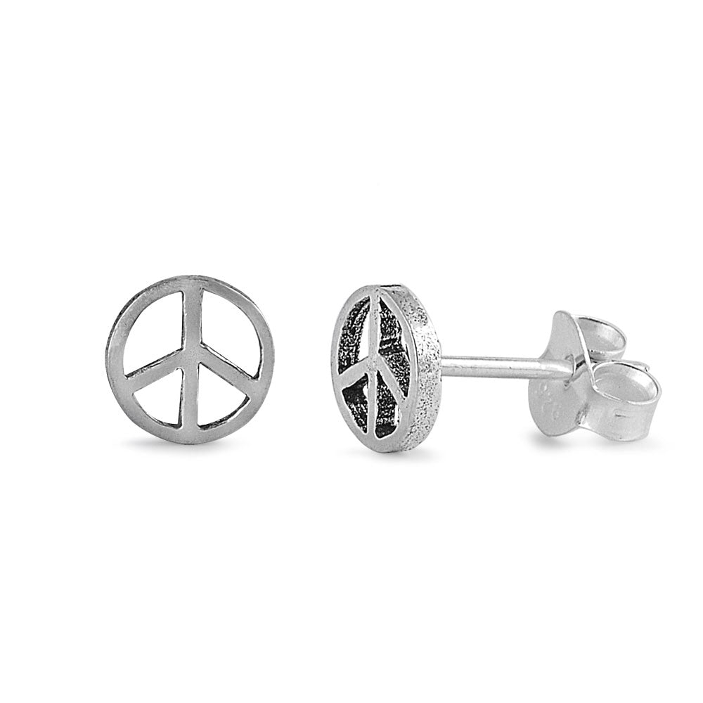 Silver V-Sign Stud Earrings