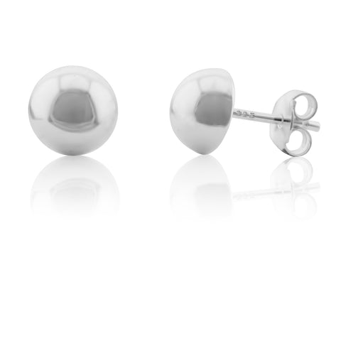 Sterling Silver Half Dome Stud Earrings 8mm