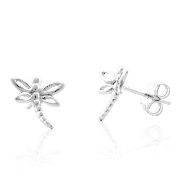 Sterling Silver Dragonfly Stud Earrings 0.31in