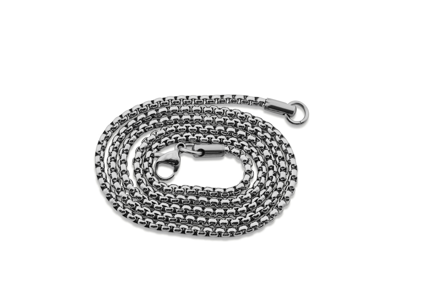 Hypoallergenic Stainless Steel Thin Round Box Chain Necklace - 2.5mm Thickness (16-30 inches)