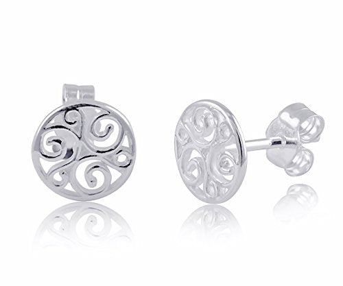 Sterling Silver Celtic Triskelion Stud Earrings - 8mm