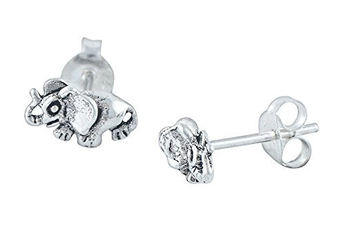 Sterling Silver Lucky Elephant Stud Earrings - 8mm
