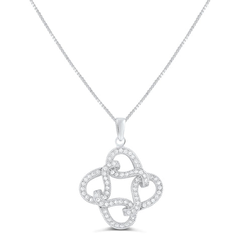 Sterling Silver Cz Infinity love Knot Necklace 18"
