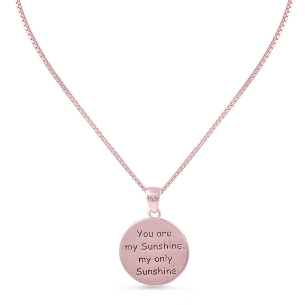 Sterling Silver "You are my Sunshine my only Sunshine" Necklace Small (18" chain included) - SilverCloseOut - 4
