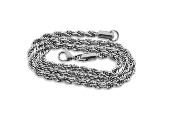 Stainless Steel Men's Thick Rope Chain Necklace - 4.0MM (Available in 16" - 36"