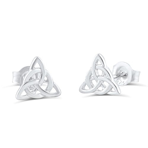 Sterling Silver Celtic Triquetra Stud Earrings - 7mm