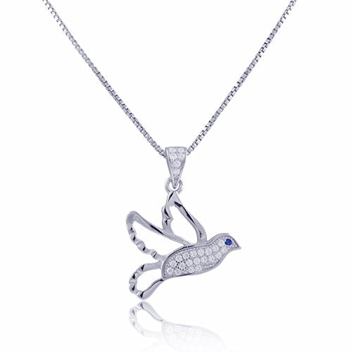Sterling Silver Cz Dove Necklace