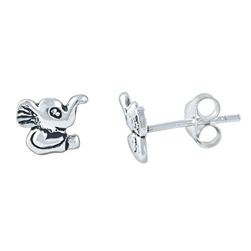 Sterling Silver Happy Elephant Stud Earrings - 6mm