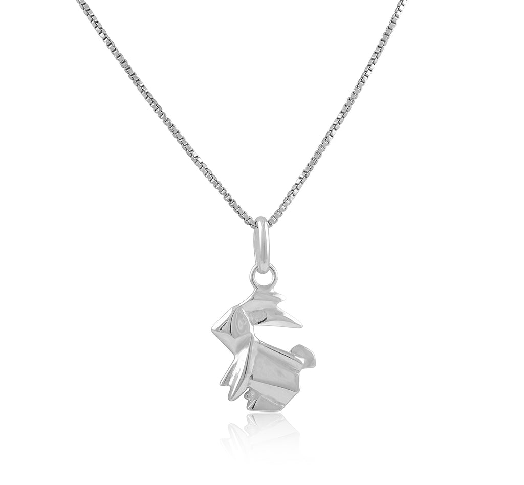 Sterling Silver Origami Bunny Rabbit Necklace