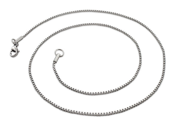 Stainless Steel Unisex Dainty Box Chain Necklace - 1.5mm Width (Available Lengths 16" - 30")