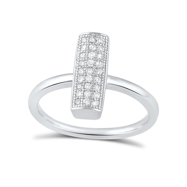 Sterling Silver Simulated Diamond Bar Ring - SilverCloseOut - 2